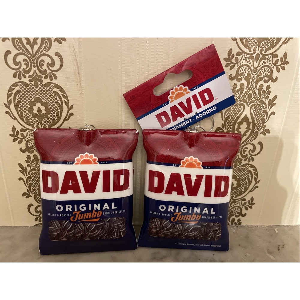 Pair of NWT David Jumbo Sunflower Seed‎ Two-Sided Kitschy Ornament